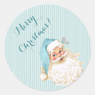 Sticker Rond Santa Claus victorien Vintage Turquoise