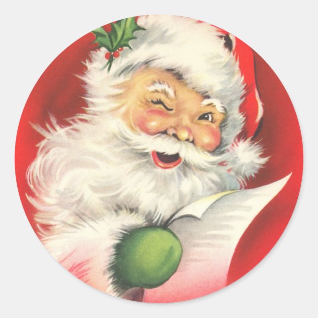 Sticker Rond Santa Claus Vintage rétro (Devant)