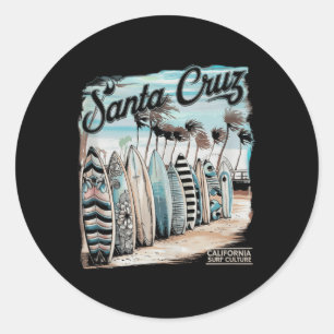 Sticker Rond Santa Cruz Hommes Femmes Californie Rétro Coucher 