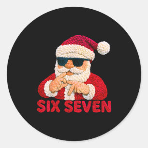 Sticker Rond Santa dit Six Sept - 6 7 Mème Crochet à Laine