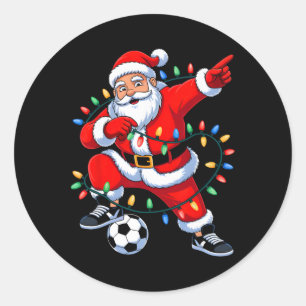 Sticker Rond Santa en dab Xmas Lumières Football Noël Garçons M