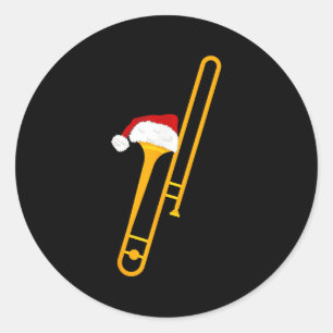 Sticker Rond Santa Hat Et Trombone Cool Novelle Noël