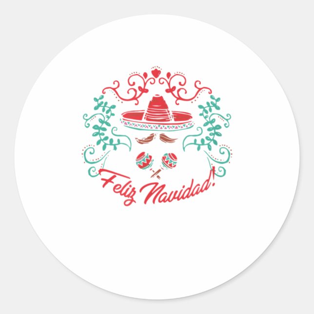 Sticker Rond Santa Hat Sombrero Noël Mexique Feliz Navidad (Devant)