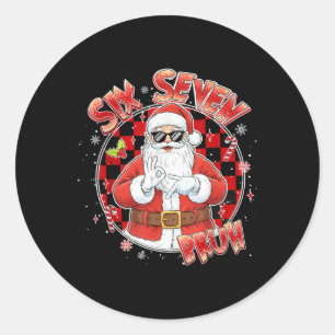 Sticker Rond Santa malade sept Bruh 67 Six Sept Meme Tendance P