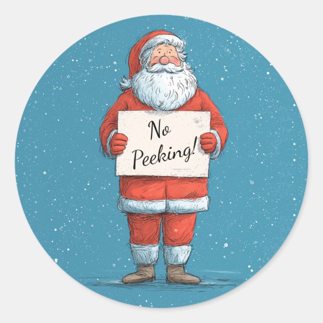 Sticker Rond Santa No Peeking Christmas (Devant)