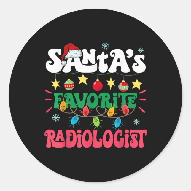Sticker Rond Santa S Favorite Radiologist Santa Hat Xmas Light  (Devant)