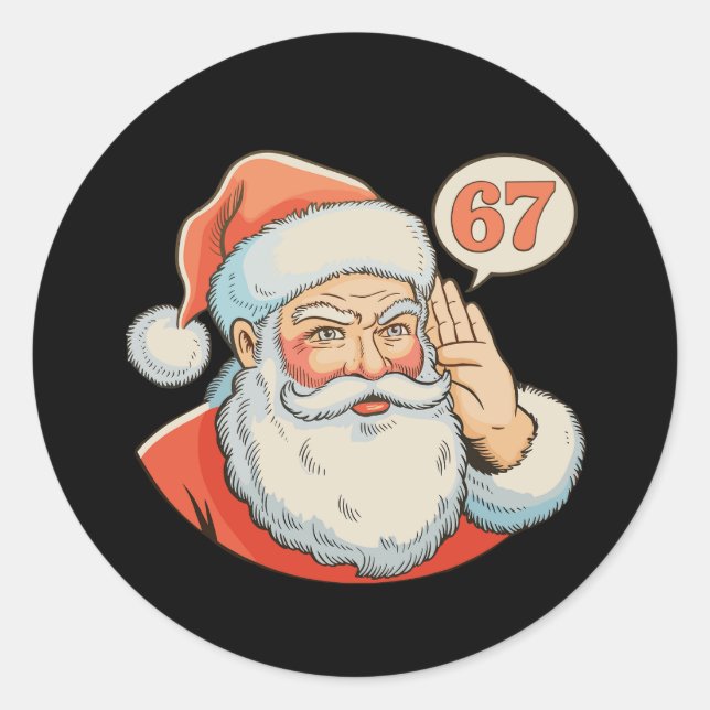 Sticker Rond Santa Six Seven 6 7 67 Christmas Funny Xmas Meme (Devant)