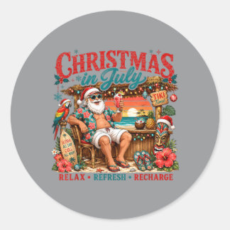 Sticker Rond Santa Summer Holiday Relax Refresh Recharge Mom