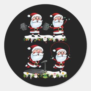 Sticker Rond Santa Weightlifting Christmas Gym Deadlift
