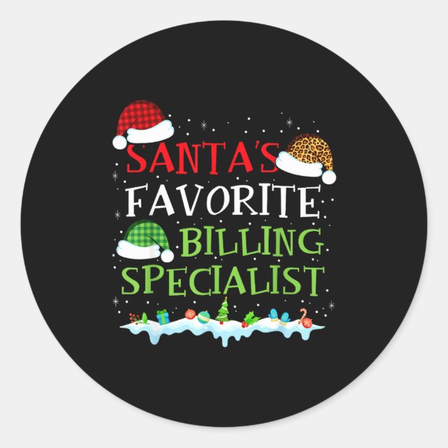 Sticker Rond Santa's Favorite Billing Specialist Fun Christmas  (Devant)