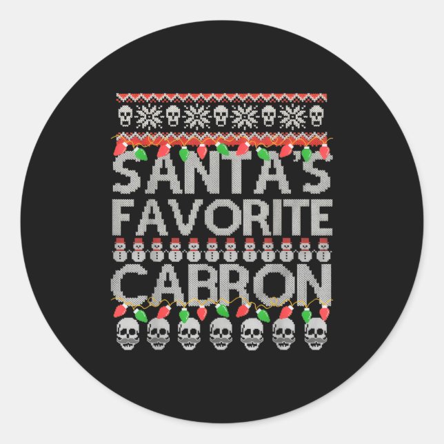 Sticker Rond Santa's Favorite Cabron  (Devant)