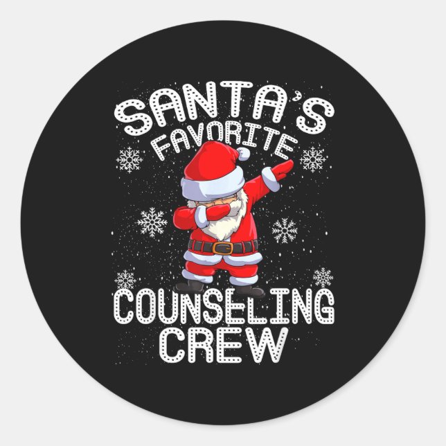 Sticker Rond Santa's Favorite Counseling Crew Christmas  (Devant)
