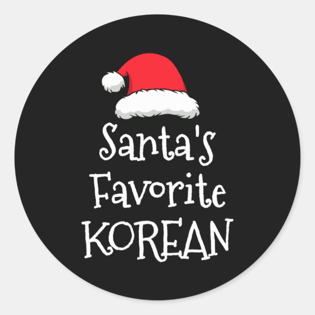 Sticker Rond Santas Favorite Korean Christmas Funny Xmas Pajama (Devant)