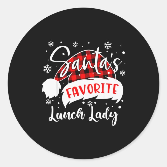 Sticker Rond Santa's Favorite Lunch Lady Hat Flannel Christmas  (Devant)