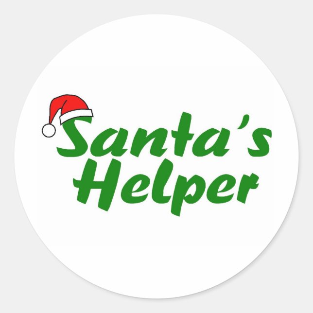 Sticker Rond Santas Helper Green (Devant)