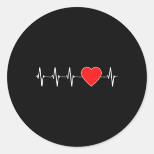 Sticker Rond Santé Carburant Ekg Cardiopathie rouge Sensibilisa