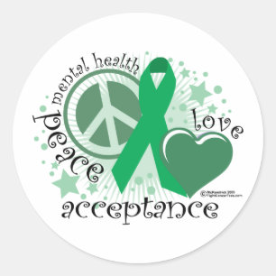 Sticker Rond Santé mentale Paix Acceptation de l'amour