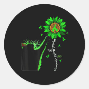 Sticker Rond Santé mentale S Sensibilisation Fleur Amoureux des