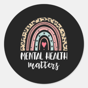 Sticker Rond Santé mentale S Sensibilisation Leopard Arc-en-cie