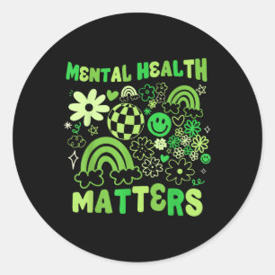 Sticker Rond Santé Mentale S Super Floral Mental Health Award