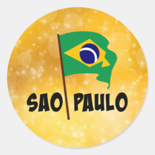 Sticker Rond Sao Paulo, drapeau du Brésil