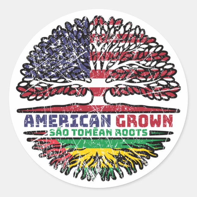 Sticker Rond Sao Tome and Principe Sao Tomean American Tree (Devant)