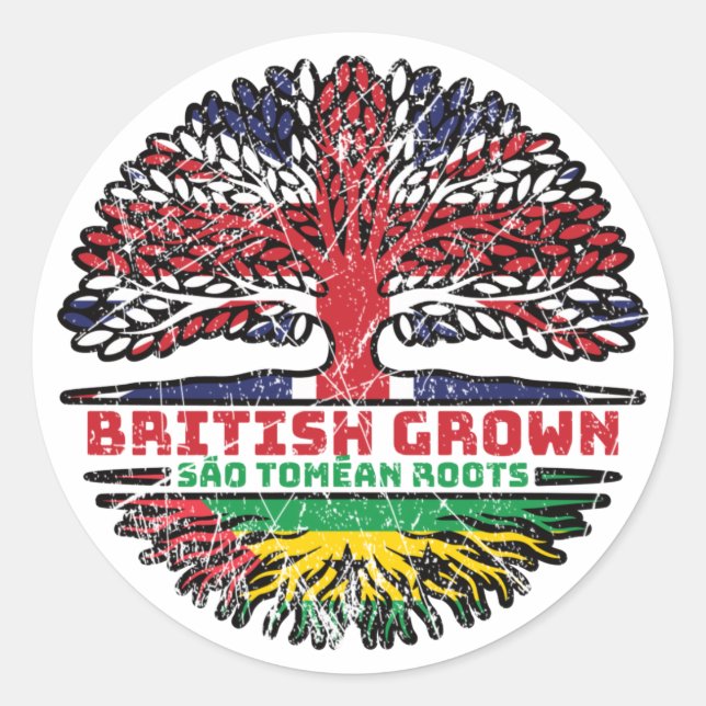 Sticker Rond Sao Tomé-et-Principe Sao Tomé British UK Tree (Devant)