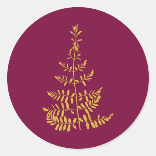 Sticker Rond Sapin de Noël Bourgogne et Or (Devant)