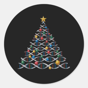Sticker Rond Sapin de Noël en hélice d'ADN Professeur de biolog