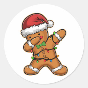 Sticker Rond Sapin de Noël Lumineux au Pain d'Épices Dabbing