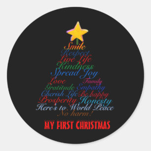Sticker Rond Sapin de Noël Tygraphie Bébé Premier Noël Bébé