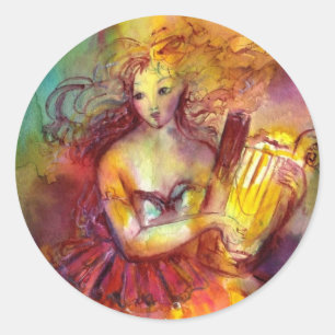 STICKER ROND SAPPHO, DANSE, MUSIQUE ET POÉSIE