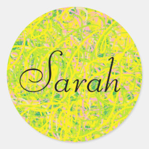 Sticker Rond sarah de style graffiti abstrait noir orphelin