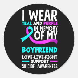 Sticker Rond Sarcelle Violet En Mémoire Du Suicide De Petit Ami