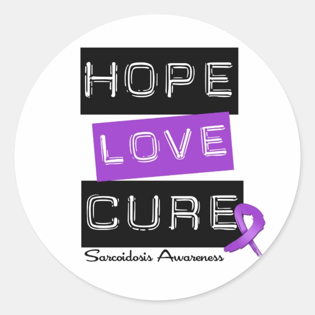 Sticker Rond Sarcoidose Hope Love Cure (Devant)