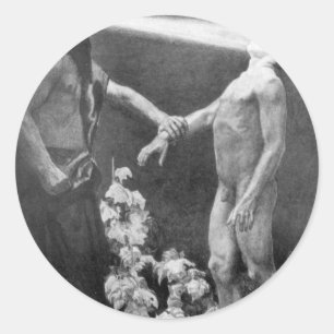 Sticker Rond Sascha Schneider - Hypnose Vintage Allemand Occult