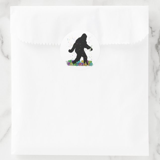 Sticker Rond Sasquatch du Nouvel An (Sac)