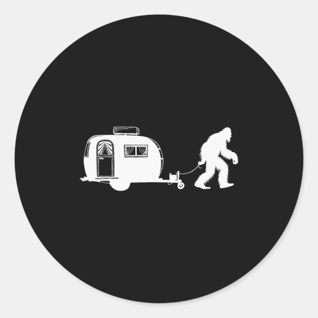 Sticker Rond Sasquatch Rv Motorhome Camng Bigfoot Campervan Fun (Devant)