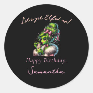 Sticker Rond Sassy Elf Squad Noël Girls Night Out Anniversaire