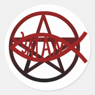 Sticker Rond Satan Fish (Autocollant)