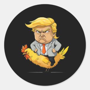 Sticker Rond Satire sur le jockey de poulet Trump - Humo politi