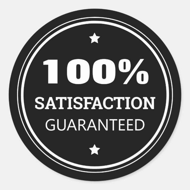 Sticker Rond Satisfaction Garantie Entreprise Blanc Noir (Devant)