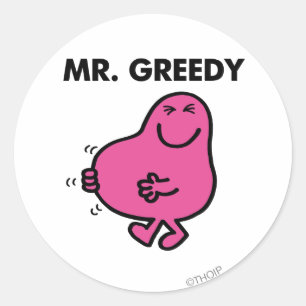 Sticker Rond Satisfait M. Greedy