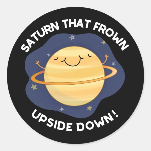 Sticker Rond Saturne qui a dégivré à l'envers de la planète Pun (Devant)