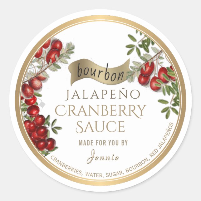 Sticker Rond Sauce aux canneberges de Bourbon Jalapeño (Devant)