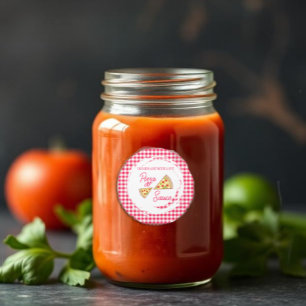 Sticker Rond Sauce de pizza pour shower de mariage That's Amore