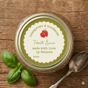 Sticker Rond Sauce de Tomate de Ferme Faite Maison & Cultivée à