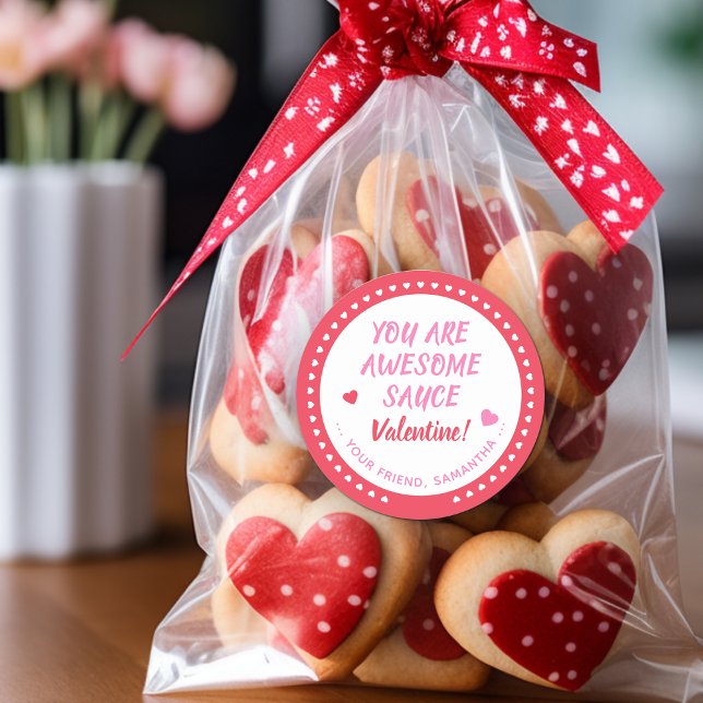 Sticker Rond Sauce incroyable Valentine Favoriser (Awesome Sauce Valentine Favor Classic Round Sticker)
