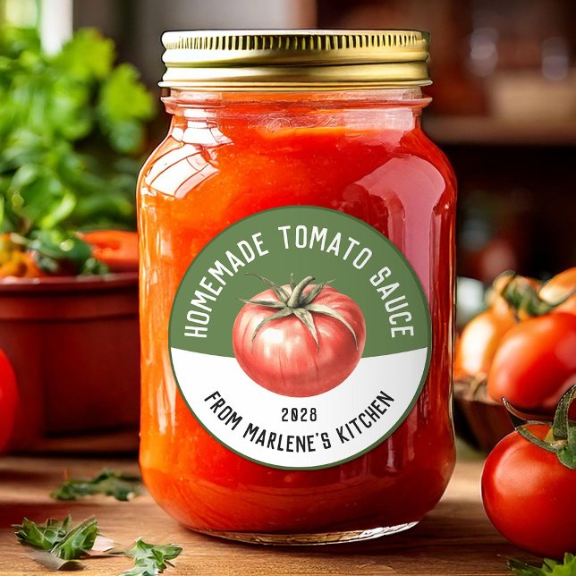 Sticker Rond Sauce légère à la tomate maison pour la canning Re (Créateur téléchargé)