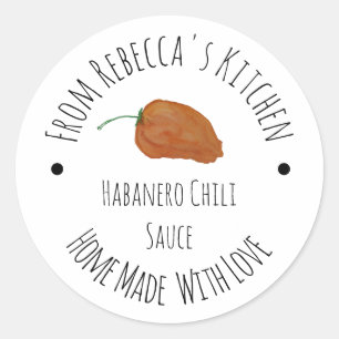 Sticker Rond Sauce maison Orange Habanero Chili